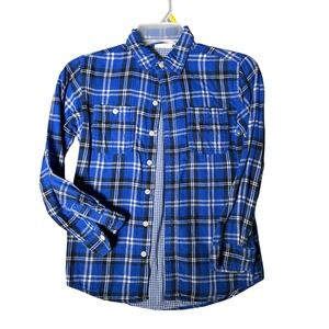Crazy 8 Blue‎ Plaid Button Down Shirt Kids Size M 7 8 Long Sleeve Flannel